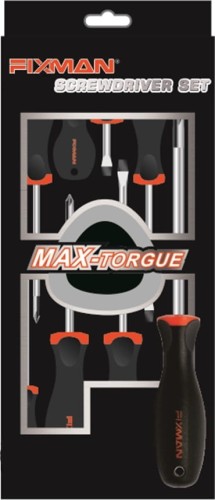 Zestaw wkrętaków D1807 w czarnym pudełku z otworem zawieszkowym i okienkiem podglądu. Pod nim widoczne informacje techniczne.