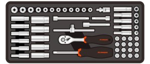 WKŁADKA KLUCZE NASADOWE 1/4" (56 CZĘŚCI)