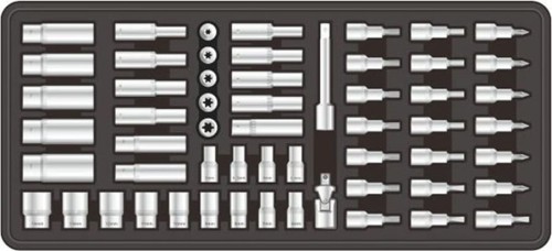 Wkładka F1BT64 w kolorze czarnym prezentująca schemat ułożenia skompletowanych narzędzi.