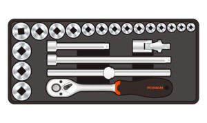 WKŁADKA KLUCZE NASADOWE 1/2" (22 CZĘŚCI)