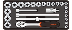 WKŁADKA KLUCZE NASADOWE 1/2" (26 CZĘŚCI)