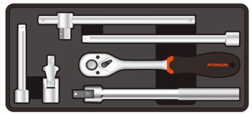 Wkładka F1BT74 w kolorze czarnym prezentująca schemat ułożenia skompletowanych narzędzi.