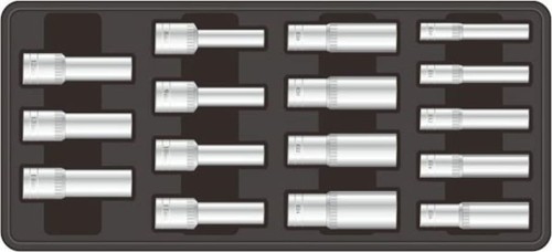 Wkładka F1BT62 w kolorze czarnym prezentująca schemat ułożenia skompletowanych narzędzi.