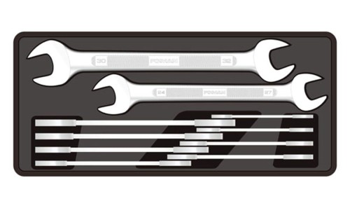 Wkładka F1BT32 w kolorze czarnym prezentująca schemat ułożenia skompletowanych narzędzi.