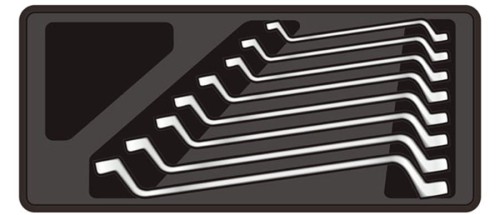 Wkładka F1BT051 w kolorze czarnym prezentująca schemat ułożenia skompletowanych narzędzi.