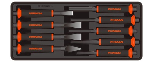 Wkładka F1BT39 w kolorze czarnym prezentująca schemat ułożenia skompletowanych narzędzi.