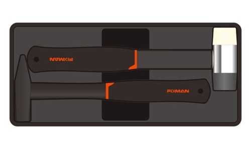 Wkładka F1BT13 w kolorze czarnym prezentująca schemat ułożenia skompletowanych narzędzi.