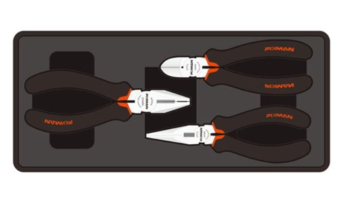 Wkładka F1BT07 w kolorze czarnym prezentująca schemat ułożenia skompletowanych narzędzi.