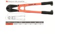 Nożyce do prętów 450 mm z tabelą danych technicznych.
