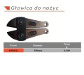Głowica do nożyc 350 mm i tabela danych technicznych.