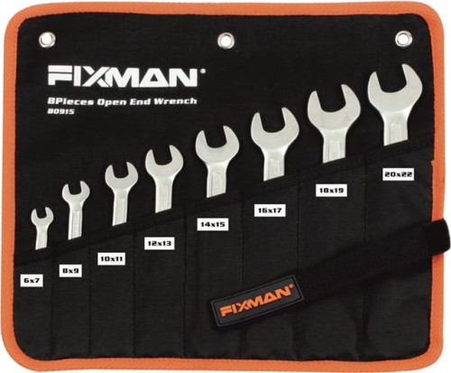 Zestaw kluczy B0916 w czarnym etui z pomarańczową obwódką. U góry widoczne srebrne oczka zawieszkowe. Poniżej kieszonki z opisem dla kluczy. Widoczna także taśma zabezpieczająca z pomarańczowym logo.
